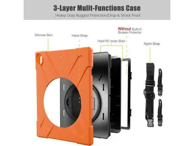 Alt view image 4 of 7 - iPad Pro 12.9 Case 3rd Gen 2018 Heavy Duty Shockproof Protective Case Cover with 360 Degree Rotating Kickstand / Adjustable Hand Strap and Carrying Shoulder Strap for iPad Pro 12.9 3rd Generation