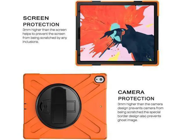 Alt view image 5 of 7 - iPad Pro 12.9 Case 3rd Gen 2018 Heavy Duty Shockproof Protective Case Cover with 360 Degree Rotating Kickstand / Adjustable Hand Strap and Carrying Shoulder Strap for iPad Pro 12.9 3rd Generation