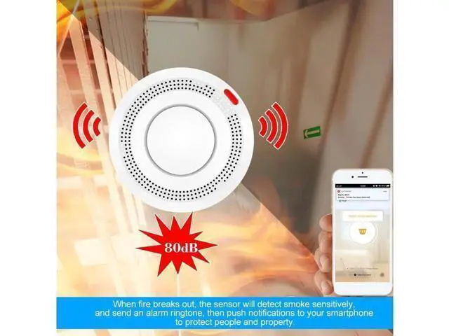 Alt view image 3 of 6 - Wifi Smoke Detector Smart Fire Alarm Sensor Wireless Security System Smart Life Tuya APP Control Smart Home for Home Kitchen / Store / Hotel / Factory