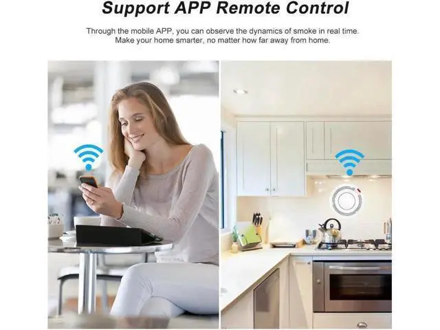 Alt view image 4 of 6 - Wifi Smoke Detector Smart Fire Alarm Sensor Wireless Security System Smart Life Tuya APP Control Smart Home for Home Kitchen / Store / Hotel / Factory