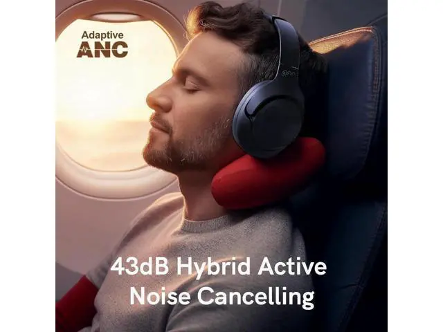 Alt view image 4 of 5 - QCY H3 ANC Bluetooth Headphones Over Ear, Active Noise Cancelling Bluetooth 5.4 Headphones with Microphones, Hi-Res Audio Sound, Multipoint Connection, 60H Playback, Custom EQ via App Blue