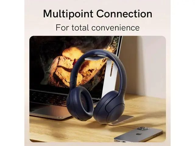Alt view image 5 of 5 - QCY H3 ANC Bluetooth Headphones Over Ear, Active Noise Cancelling Bluetooth 5.4 Headphones with Microphones, Hi-Res Audio Sound, Multipoint Connection, 60H Playback, Custom EQ via App Blue