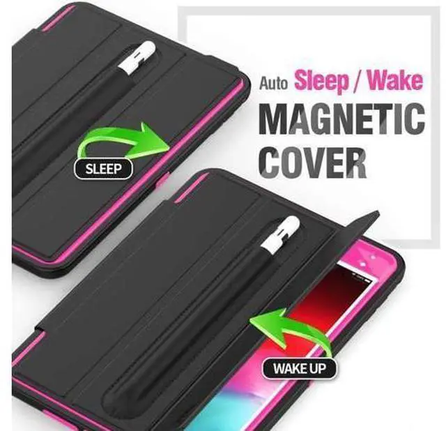 Alt view image 2 of 6 - iPad Mini 5 Case iPad Mini 4 Case Smart Case Protective Cover Auto Sleep Wake with Stylus Holder Three Layer Drop Protection Heavy Duty Stand Case for iPad Mini 5th / 4th Gen
