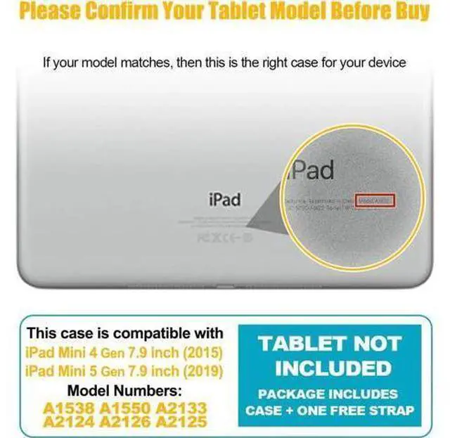 Alt view image 6 of 6 - iPad Mini 5 Case iPad Mini 4 Case Smart Case Protective Cover Auto Sleep Wake with Stylus Holder Three Layer Drop Protection Heavy Duty Stand Case for iPad Mini 5th / 4th Gen
