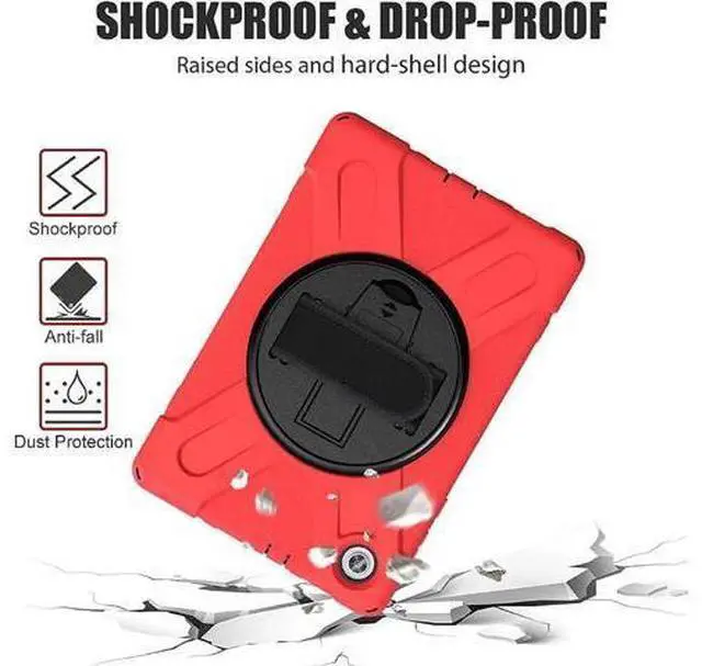 Alt view image 5 of 7 - Shoockproof Case for Lenovo Tab M10 HD (2nd Gen) 2020 10.1 Inch Rugged Case with Strap Kickstand Shoulder Belt for TB-X306F / TB-X306X Red