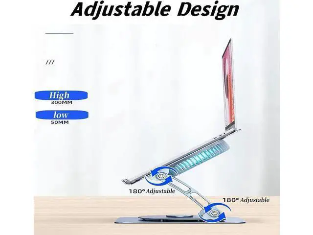 Alt view image 6 of 7 - Laptop Stand with Cooling Fan Portable Aluminum Laptop Holder with 360° Rotating Base Adjustable Ergonomic Laptop Stand Foldable Computer Stand Anti-Slip Laptop Riser For 10-17 inch Laptop Tablet