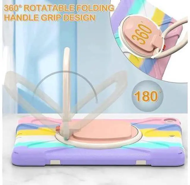 Alt view image 2 of 7 - iPad 8th 7th Generation Case, iPad 10.2 inch Case 2020 2019, Heavy Duty Rugged Kids Cover with Rotating Stand/Pencil Holder/Carrying Strap Pink