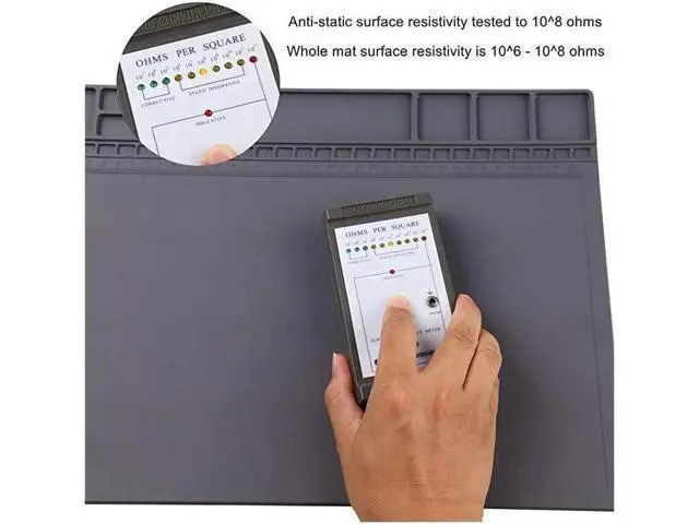Alt view image 4 of 6 - Anti-Static Mat ESD Safe for Electronic Includes ESD Wristband and Grounding Wire, Silicone Soldering Repair Mat 932°F Heat Resistant for iPhone iPad iMac, Laptop, Computer, 15.9 x 12 Grey
