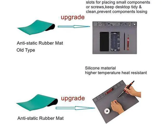 Alt view image 6 of 6 - Anti-Static Mat ESD Safe for Electronic Includes ESD Wristband and Grounding Wire, Silicone Soldering Repair Mat 932°F Heat Resistant for iPhone iPad iMac, Laptop, Computer, 15.9 x 12 Grey