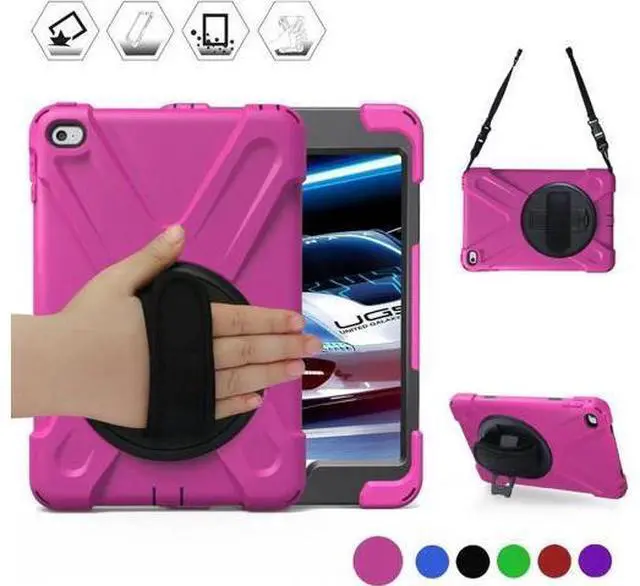 Main image of for iPad Mini 4 Case Three Layer Drop Protection Shockpoof Rugged Heavy Duty iPad Mini 4 Protective Case With a 360 Degree Swivel Stand Hand Strap and a Shoulder Strap for iPad Mini 4 Case