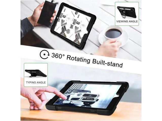 Alt view image 4 of 7 - New iPad 10.2 Case 2019 iPad 7th Generation Case Cover with Pencil Holder / Rotatable Stand / Hand Strap and Shoulder Belt Shockproof Case for iPad 10.2 inch 2019 Tablet A2197 A2198 A2200 Black