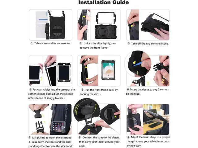 Alt view image 6 of 7 - New iPad 10.2 Case 2019 iPad 7th Generation Case Cover with Pencil Holder / Rotatable Stand / Hand Strap and Shoulder Belt Shockproof Case for iPad 10.2 inch 2019 Tablet A2197 A2198 A2200 Black