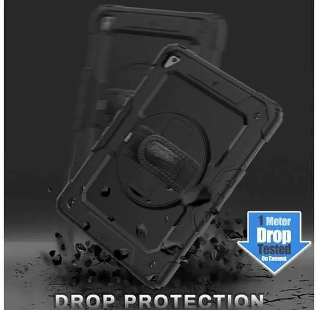 Alt view image 5 of 7 - iPad 6th 5th Generation Case New iPad 9.7 Inch 2018 2017 Case Full-body Shock Proof Hybrid Armor Protective Case Cover with 360 Rotating Stand & Strap for Apple iPad 5th / 6th iPad Air 2 iPad Pro 9.7