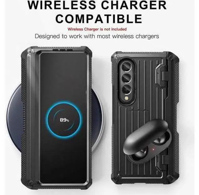 Alt view image 5 of 7 - Case for Samsung Galaxy Z Fold 4 2022 5G, Military-Grade Full-Body Shockproof Rugged Bumper Case Cover with Built-in Screen Protector & Kickstand & S Pen Slot