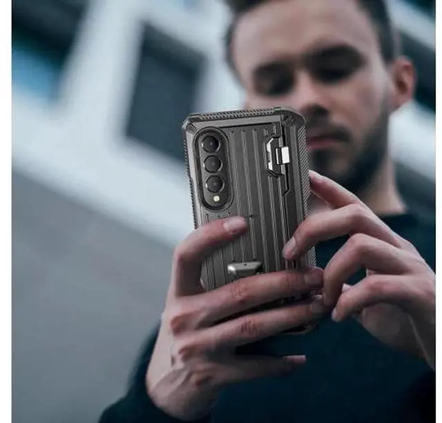 Alt view image 4 of 7 - Case for Samsung Galaxy Z Fold 4 2022 5G, Military-Grade Full-Body Shockproof Rugged Bumper Case Cover with Built-in Screen Protector & Kickstand & S Pen Slot