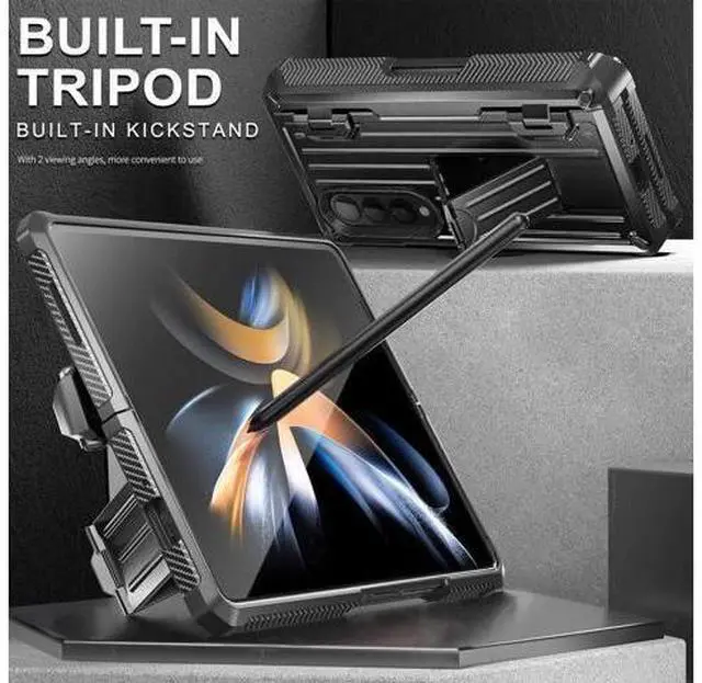 Alt view image 6 of 7 - Case for Samsung Galaxy Z Fold 4 2022 5G, Military-Grade Full-Body Shockproof Rugged Bumper Case Cover with Built-in Screen Protector & Kickstand & S Pen Slot