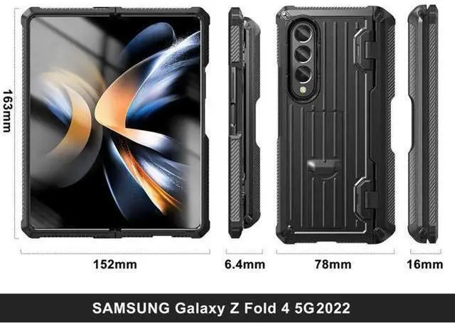 Alt view image 7 of 7 - Case for Samsung Galaxy Z Fold 4 2022 5G, Military-Grade Full-Body Shockproof Rugged Bumper Case Cover with Built-in Screen Protector & Kickstand & S Pen Slot