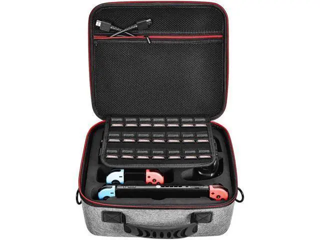 Alt view image 7 of 7 - Werleo Deluxe Carry Case for Nintendo Switch Werleo Hard Travel Case Fit Nintendo Switch System and Pro Controller