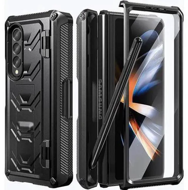 Main image of For Samsung Galaxy Z Fold 4 Case with S Pen Holder Built-in Kickstand & Screen Protector, 360° Full-Body & Hinge Protection Rugged Heavy Duty Phone Cover for Galaxy Z Fold 4 2022 5G