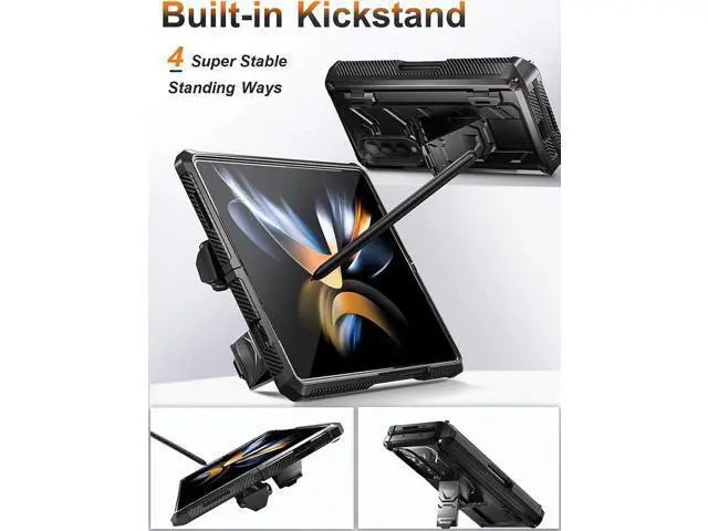 Alt view image 5 of 7 - For Samsung Galaxy Z Fold 4 Case with S Pen Holder Built-in Kickstand & Screen Protector, 360° Full-Body & Hinge Protection Rugged Heavy Duty Phone Cover for Galaxy Z Fold 4 2022 5G