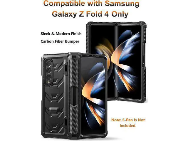 Alt view image 7 of 7 - For Samsung Galaxy Z Fold 4 Case with S Pen Holder Built-in Kickstand & Screen Protector, 360° Full-Body & Hinge Protection Rugged Heavy Duty Phone Cover for Galaxy Z Fold 4 2022 5G