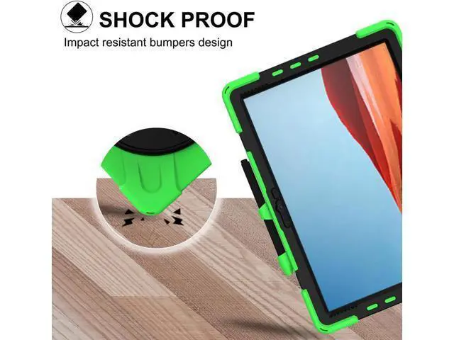 Alt view image 3 of 7 - Microsoft Surface Pro Pro X Case Protective Rugged Cover with Pen Holder Hand Strap Rotating Kickstand and Shoulder Strap for Microsoft Surface Pro X 13 inch