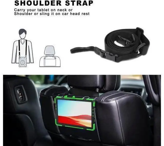 Alt view image 2 of 7 - Microsoft Surface Pro Pro X Case Protective Rugged Cover with Pen Holder Hand Strap Rotating Kickstand and Shoulder Strap for Microsoft Surface Pro X 13 inch