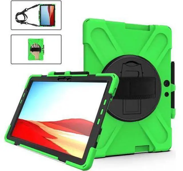 Main image of Microsoft Surface Pro Pro X Case Protective Rugged Cover with Pen Holder Hand Strap Rotating Kickstand and Shoulder Strap for Microsoft Surface Pro X 13 inch