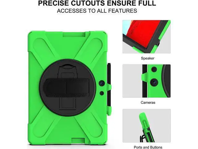 Alt view image 4 of 7 - Microsoft Surface Pro Pro X Case Protective Rugged Cover with Pen Holder Hand Strap Rotating Kickstand and Shoulder Strap for Microsoft Surface Pro X 13 inch