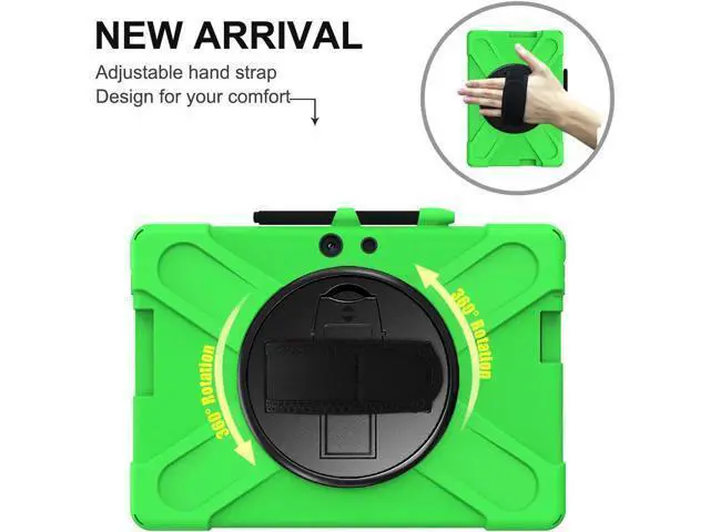 Alt view image 7 of 7 - Microsoft Surface Pro Pro X Case Protective Rugged Cover with Pen Holder Hand Strap Rotating Kickstand and Shoulder Strap for Microsoft Surface Pro X 13 inch