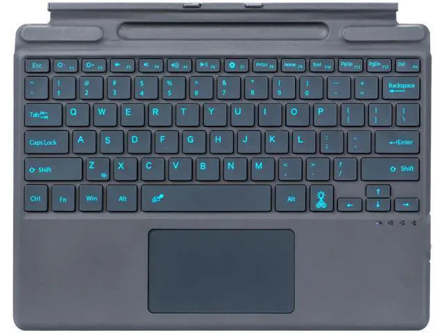 Alt view image 6 of 7 - Nanhent Type Cover for Microsoft Surface Pro 9/Pro 8/Pro X/Pro 10/Pro 11 13 Inch Keyboard with Precision Touchpad, Bluetooth 5.3, 7-Color Keys Font Backlight (Gray)