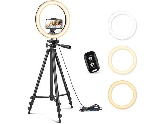 Alt view image 6 of 7 - Sensyne 12'' Ring Light with 50'' Extendable Tripod Stand, LED Circle Lights with Phone Holder for Live Stream/Makeup/YouTube Video/TikTok, Compatible with All Phones