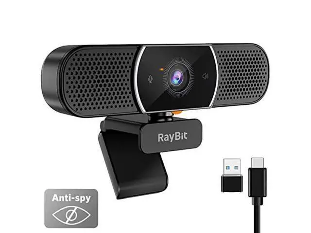 Alt view image 6 of 7 - 3 in 1 Webcam - 2K HD USB C Webcam with Microphone and Speaker, Stereo Sound & Noise-Cancelling Mics, Privacy Cover, Light Correction, Autofocus Conference Web Camera for Computer/Laptop/PC/Monitor