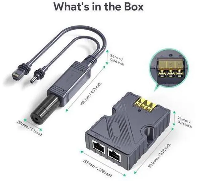 Alt view image 6 of 7 - Starlink Mini PoE Splitter - Starlink Mini Power Kit 12V, 150W DC 48V/3A Input GigE Passive & ESD Protection with Starlink Conversion Kit, RJ45 & DC Adapter Splitter for Mini Starlink Dishy