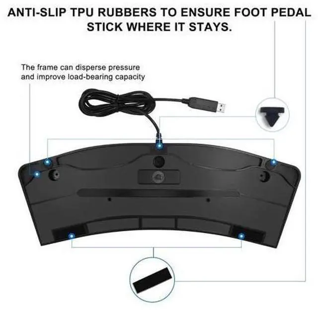 Alt view image 5 of 5 - Foot Pedal PC USB Triple Foot Switch Programmable Computer Keyboard Shortcut Key Customized Combination Key One Key Move for Video Game Office Equiment Control HID (Mechanical Switch)