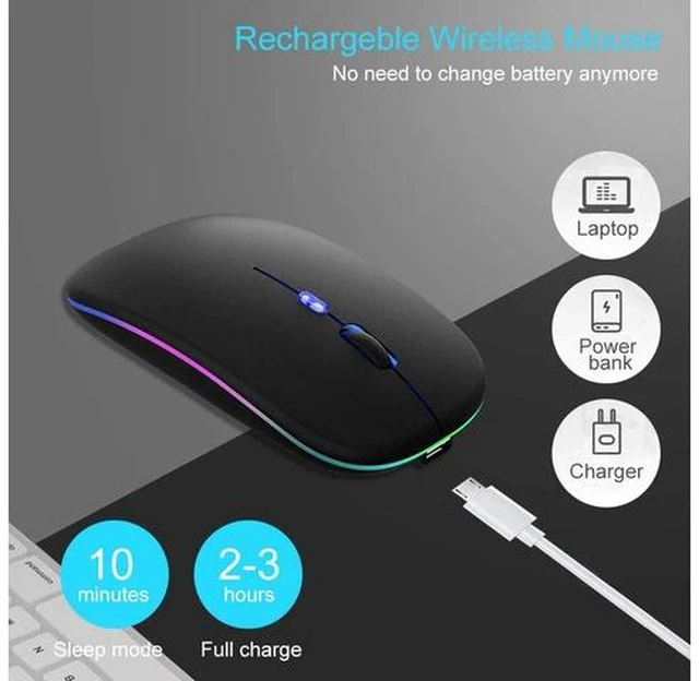 Alt view image 2 of 6 - Wireless Mouse Bluetooth 5.1 Rechargeable LED Silent Mouse USB Optical Ergonomic Gaming 2.4G Wireless Backlite