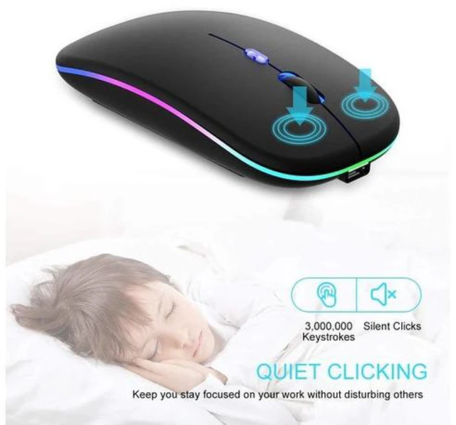 Alt view image 5 of 6 - Wireless Mouse Bluetooth 5.1 Rechargeable LED Silent Mouse USB Optical Ergonomic Gaming 2.4G Wireless Backlite