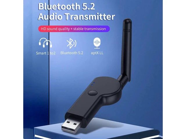 Alt view image 2 of 2 - USB Bluetooth-compatible 5.2 Adapter Dongle Antenna Long Range Wireless Audio Receiver Transmitter 3.5mm for PC Laptop Speaker