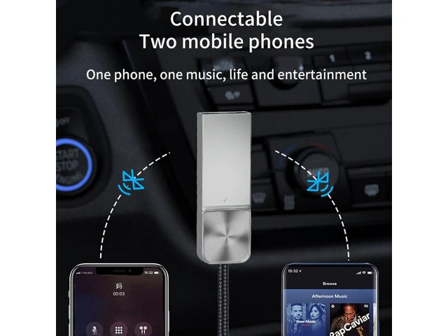 Alt view image 5 of 6 - AUX Bluetooth-compatible Adapter Car 3.5mm Jack Dongle Cable Handfree Car Kit Audio Transmitter Auto BT5.0 Receiver(Silver Grey)