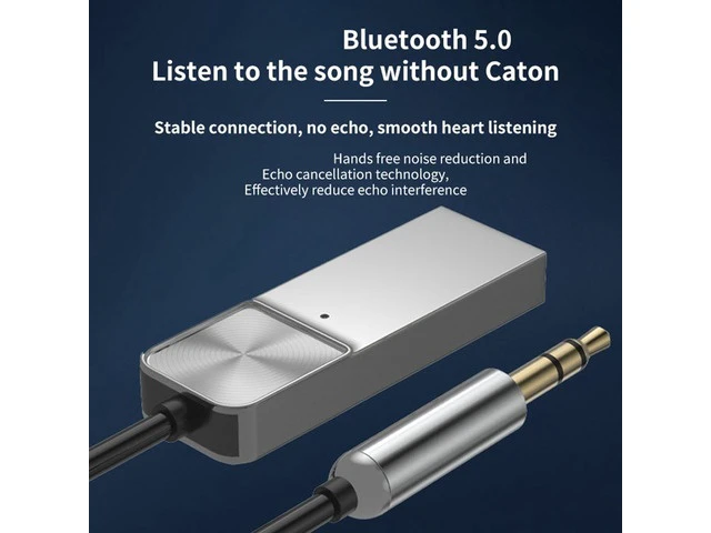 Alt view image 6 of 6 - AUX Bluetooth-compatible Adapter Car 3.5mm Jack Dongle Cable Handfree Car Kit Audio Transmitter Auto BT5.0 Receiver(Silver Grey)
