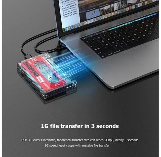 Alt view image 3 of 6 - 2580U3 2.5 inch SATA solid state mobile hard drive enclosure USB3.0 transparent tape mobile hard drive enclosure
