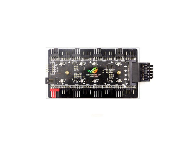 Alt view image 5 of 5 - 2-in-1 PWM & ARGB 5V Addressable RGB Controller Hub 8 Ports 12V 4Pin Fan & 5V 3Pin AURA Adapter with PMMA Case and Magnetic Standoff for Cooling Radiator & ASUS/MSI LED Strip - SATA Powered