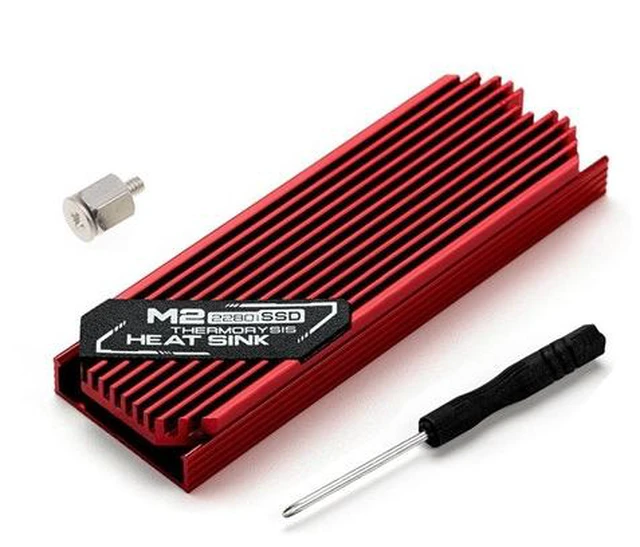 Main image of Ultrathin M.2 SSD Heat Sink M2 2280 Solid State Hard Disk Aluminum Heatsink Cooler Cooling Thermal Pad Red