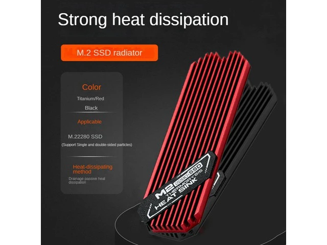 Alt view image 6 of 6 - Ultrathin M.2 SSD Heat Sink M2 2280 Solid State Hard Disk Aluminum Heatsink Cooler Cooling Thermal Pad Red