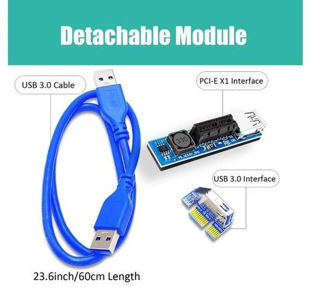 Alt view image 3 of 4 - GLOTRENDS PCIe Extension Cable (23 inch/60cm Length 1X to 1X) to extend GPU covered PCIe X1 Lane for WiFi Adapter or Sound Card Vertical Installation