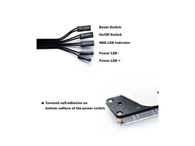 Alt view image 3 of 5 - PC Power Switch Button Cable,Desktop Computer Power Supply On/Off,Reset Switcher Extention Cord w/ HDD LED Indicator& PMMA Case-2FT