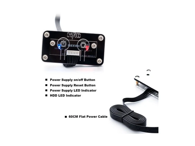 Alt view image 5 of 5 - PC Power Switch Button Cable,Desktop Computer Power Supply On/Off,Reset Switcher Extention Cord w/ HDD LED Indicator& PMMA Case-2FT