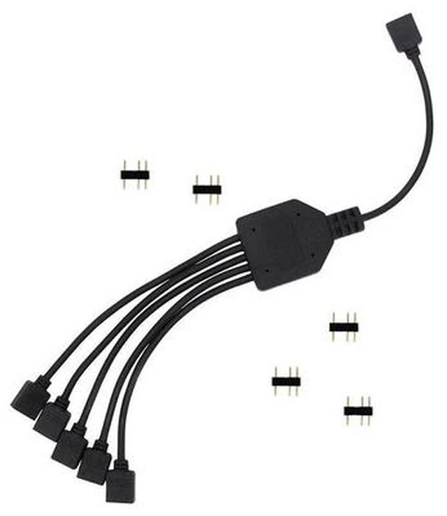 Alt view image 2 of 4 - EnLabs 2 Pack 1-to-5 3 Pins Addressable RGB Splitter Y Cable,LED Strip RGB Case Fans 5 Way RGB Hub Compatible with ASUS Aura Sync / Gigabyte RGB Fusion / MSI Mystic Light and w/ 5V 3pin RGB Header