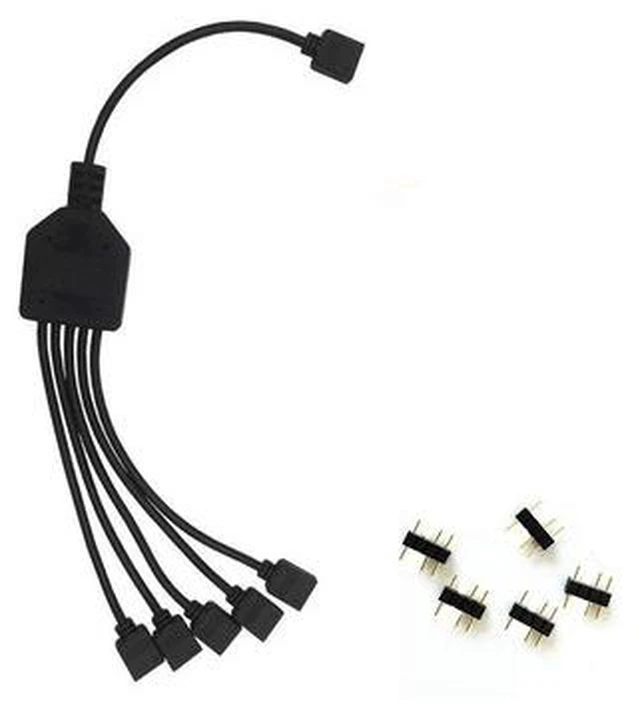 Alt view image 4 of 4 - EnLabs 2 Pack 1-to-5 3 Pins Addressable RGB Splitter Y Cable,LED Strip RGB Case Fans 5 Way RGB Hub Compatible with ASUS Aura Sync / Gigabyte RGB Fusion / MSI Mystic Light and w/ 5V 3pin RGB Header