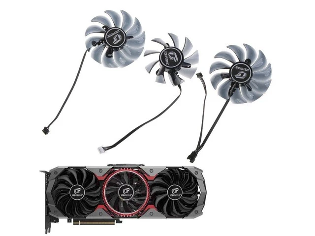 Alt view image 3 of 6 - 1/3PC Graphics Card Cooling Fan for Colorful RTX 2060 2070 2080 2080Ti 1660ti 1660 AD VGA Cooler Fan 4Pin 12V 89mm/75mm(89MM)